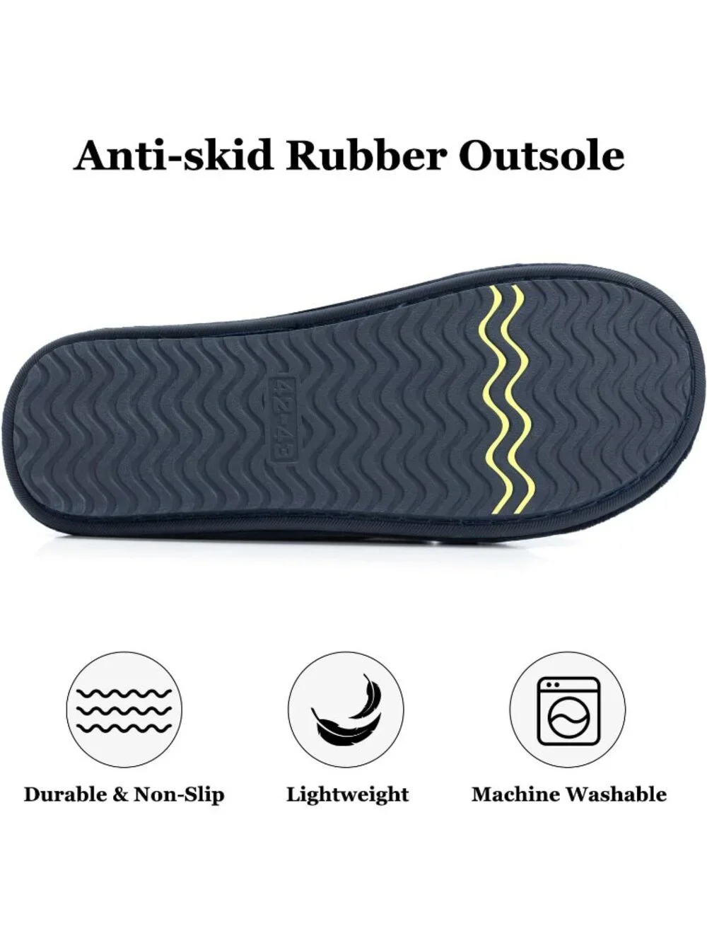Men's Dusty Blue Cozy Memory Foam Anti Skid Soft Slip On House Slipper Shoes